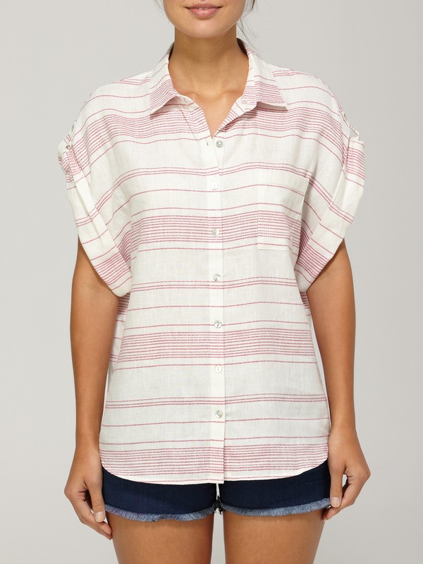 quiksilver, QSW Hibiscus Blouse, HIBISCUS STRIPE (bry) 0 QSW Hibiscus Blouse 873208 Quiksilver