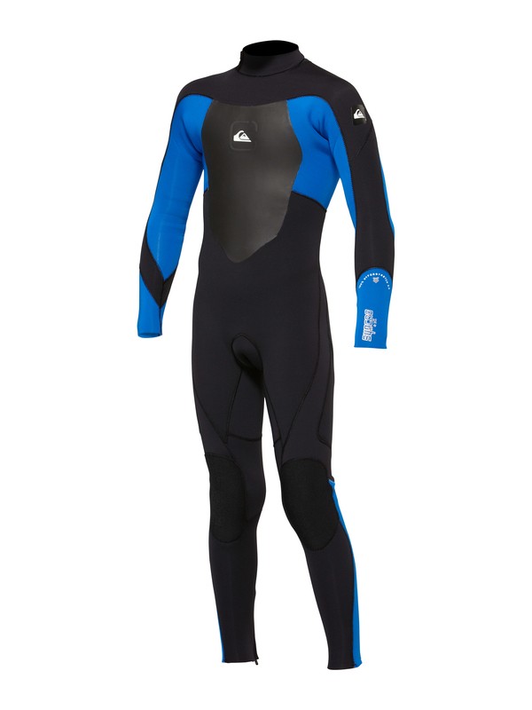 quiksilver, Boys Syncro 3/2 Back Zip Flat Lock Wetsuit, BLACK / DEEP CYANINE (xkkp) 0 Boys Syncro 3/2 Back Zip Flat Lock Wetsuit AQBW100002 Quiksilver