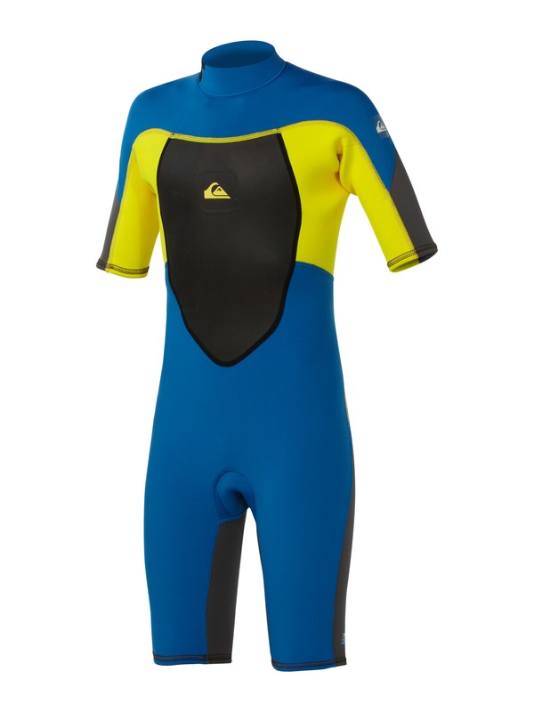 quiksilver, Boys Syncro 2mm Springsuit Back Zip, GRAPHITE/BLUE/YELLOW (xkby) 0 Boys Syncro 2mm Springsuit Back Zip AQBW503001 Quiksilver