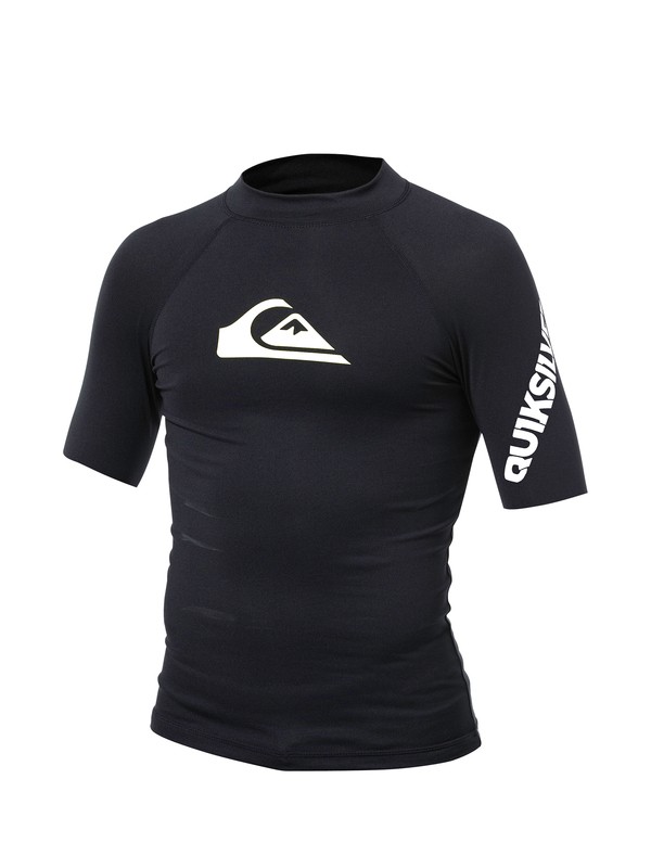 quiksilver, Boys All Time Short Sleeve Rashguard, BLACK / WHITE (bkw) 0 Boys All Time Short Sleeve Rashguard AQBWR00000 Quiksilver