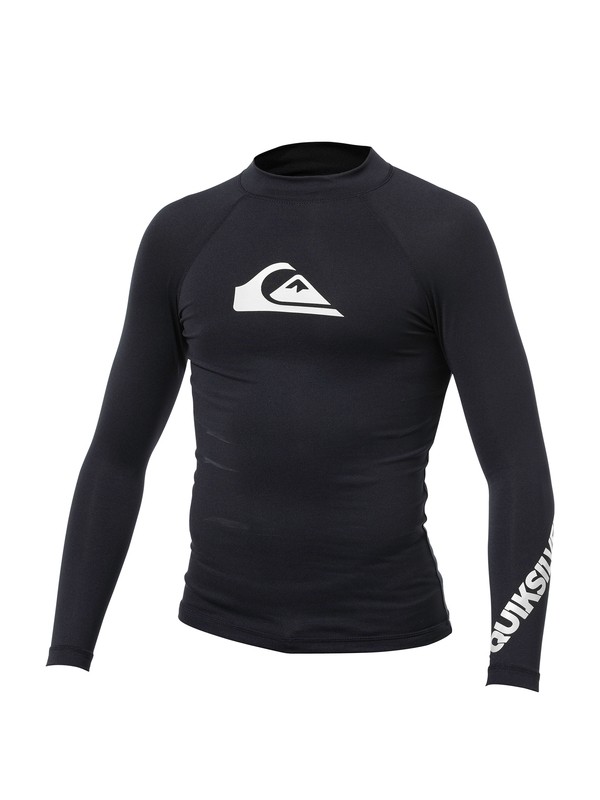 quiksilver, Boys All Time Long Sleeve Rashguard, BLACK / WHITE (bkw) 0 Boys All Time Long Sleeve Rashguard AQBWR00001 Quiksilver