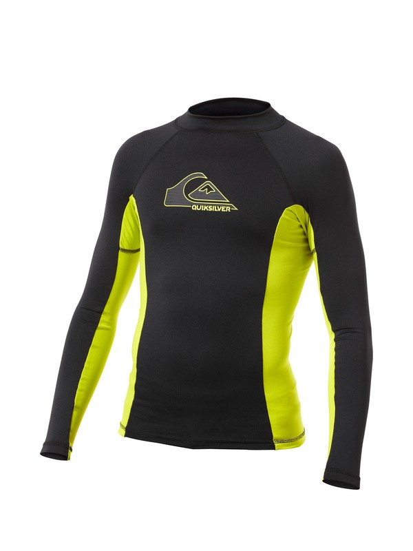 quiksilver, Boys Dob Long Sleeve Rashguard, BLACK GREEN (bgn) 0 Boys Dob Long Sleeve Rashguard AQBWR00005 Quiksilver