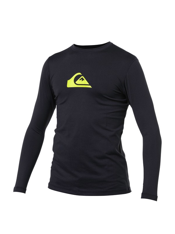 quiksilver, Boys Solid Streak Long Sleeve Rashguard, BLACK GREEN (bgn) 0 Boys Solid Streak Long Sleeve Rashguard AQBWR00012 Quiksilver