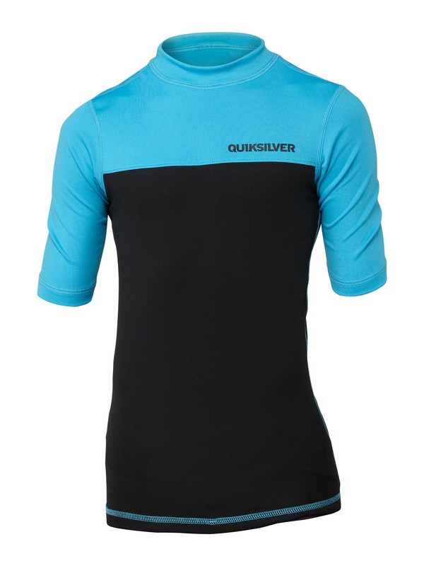 quiksilver, Boys Chop Block Short Sleeve Rashguard, CYAN (bkv0) 0 Boys Chop Block Short Sleeve Rashguard AQBWR00046 Quiksilver