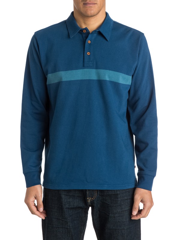 quiksilver, Men's Splice Long Sleeve Polo Shirt, ESTATE BLUE (bsw0) 0 Men's Splice Long Sleeve Polo Shirt AQMKT03030 Quiksilver