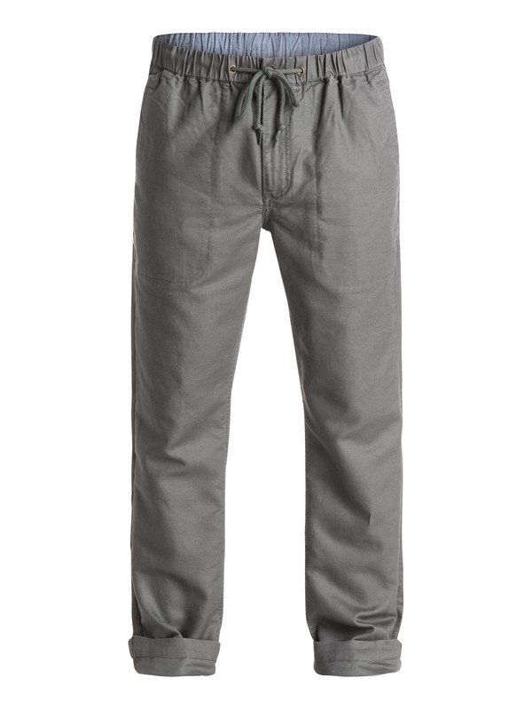 quiksilver, Waterman Antigua Linen Pants, GUNMETAL (gun) 0 Waterman Antigua Linen Pants Grey AQMNP03007 Quiksilver