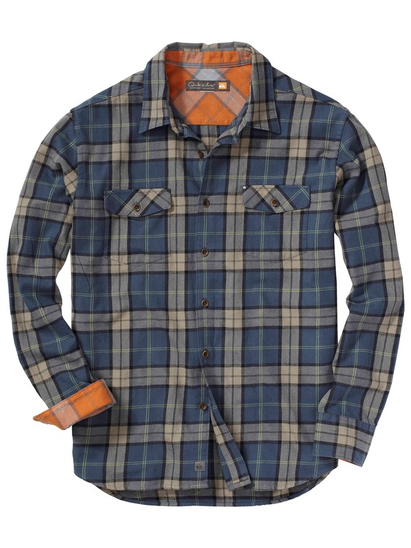 quiksilver, Men's Cannons Beach Long Sleeve Flannel Shirt, MIDNIGHT BLUE (bsl0) 0 Men's Cannons Beach Long Sleeve Flannel Shirt AQMWT00051 Quiksilver