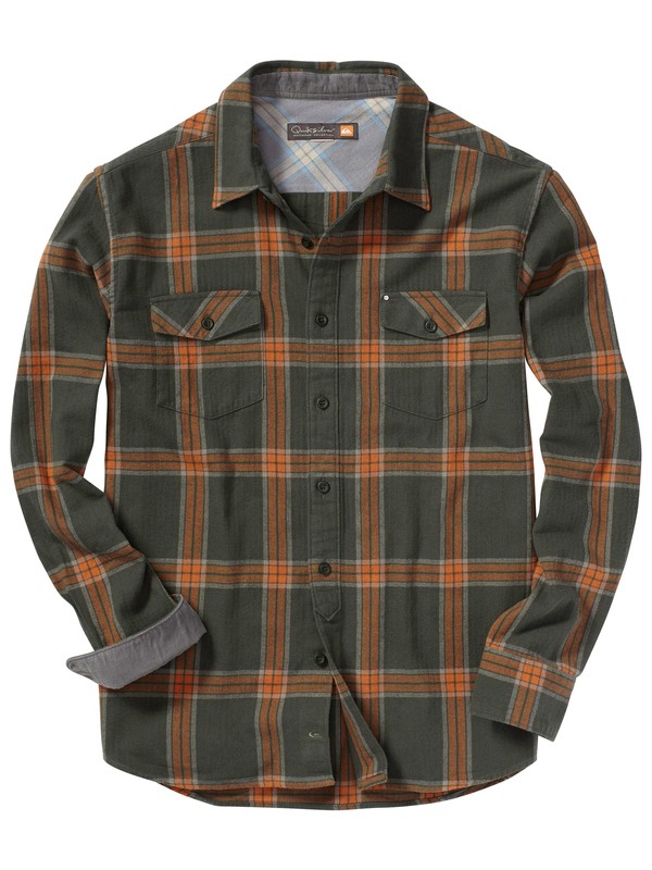 quiksilver, Men's Lincoln Bay Long Sleeve Flannel Shirt, BOTTLE (gss0) 0 Men's Lincoln Bay Long Sleeve Flannel Shirt AQMWT00064 Quiksilver