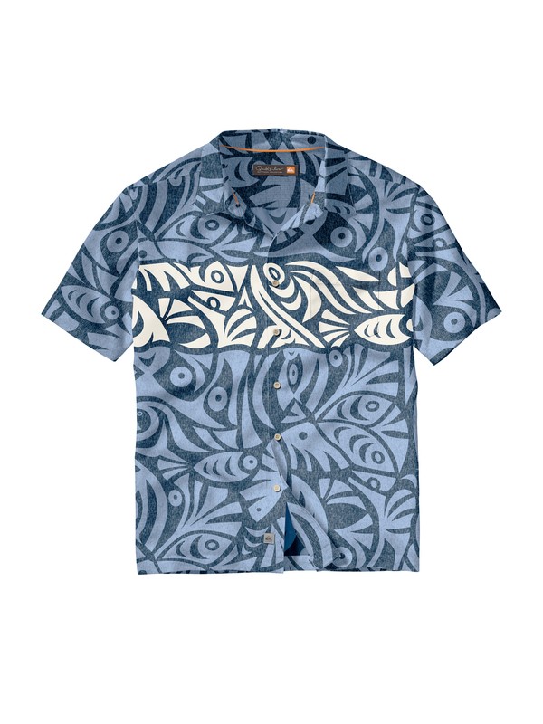 quiksilver, Men's Popoyo Short Sleeve Shirt, SCUBA (brd0) 0 Men's Popoyo Short Sleeve Shirt AQMWT00070 Quiksilver