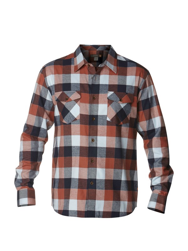 quiksilver, Men's Aikens Lake Long Sleeve Flannel Shirt, AHI RED (cqn0) 0 Men's Aikens Lake Long Sleeve Flannel Shirt AQMWT00143 Quiksilver