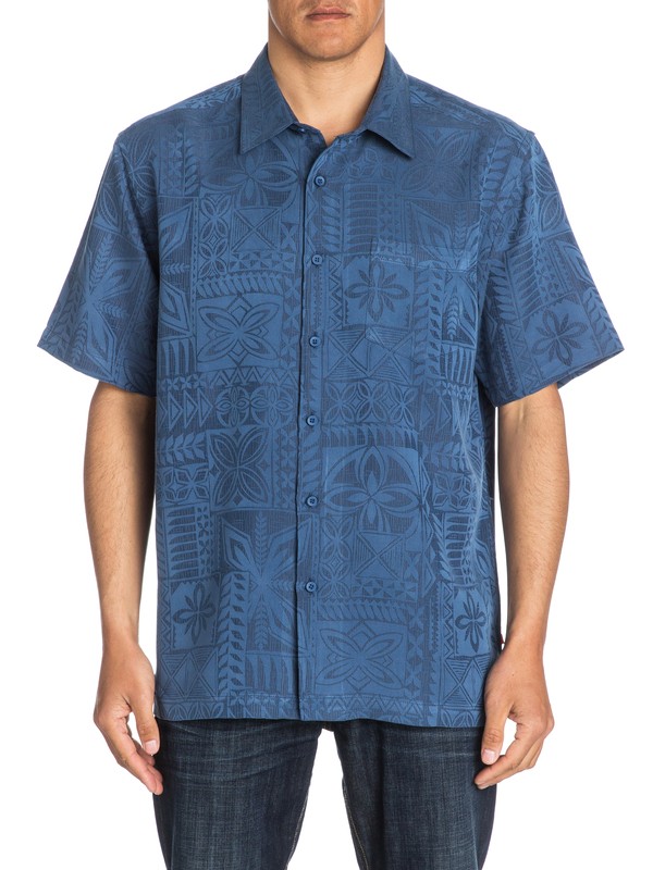 quiksilver, Waterman Aganoa Bay Short Sleeve Shirt, SCUBA (brd0) 0 Waterman Aganoa Bay Short Sleeve Shirt Blue AQMWT03105 Quiksilver