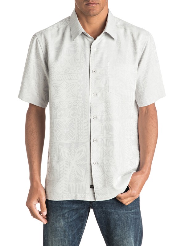 quiksilver, Waterman Aganoa Bay Short Sleeve Shirt, GLACIER (sey0) 0 Waterman Aganoa Bay Short Sleeve Shirt Grey AQMWT03105 Quiksilver