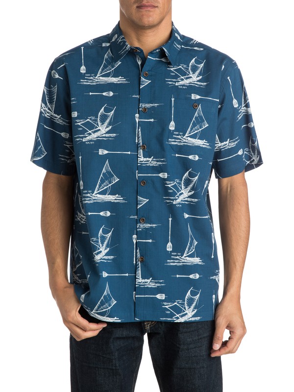 quiksilver, Men's Pops Short Sleeve Shirt, ESTATE BLUE (bsw0) 0 Men's Pops Short Sleeve Shirt AQMWT03135 Quiksilver