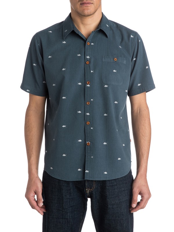 quiksilver, Men's Salina Cruz Short Sleeve Shirt, DARK SLATE (krd0) 0 Men's Salina Cruz Short Sleeve Shirt AQMWT03150 Quiksilver