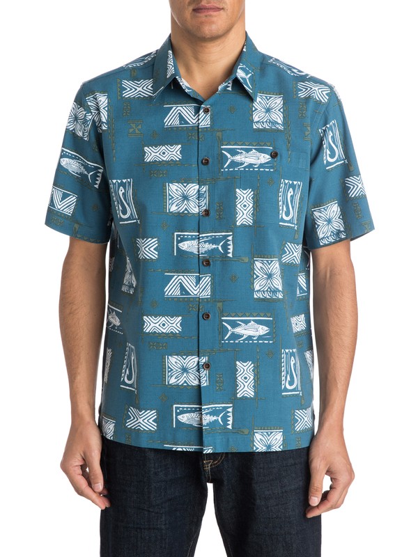 quiksilver, Men's Secret Cove Short Sleeve Shirt, REAL TEAL (bpr0) 0 Men's Secret Cove Short Sleeve Shirt AQMWT03152 Quiksilver