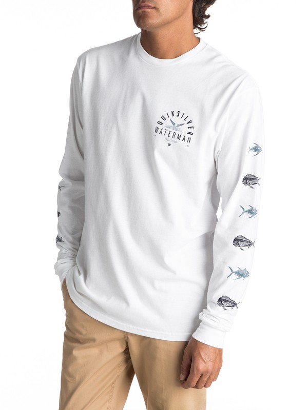 quiksilver, Men's Fresh Catch Long Sleeve Tee, WHITE (wbb0) 0 Men's Fresh Catch Long Sleeve Tee White AQMZT03271 Quiksilver