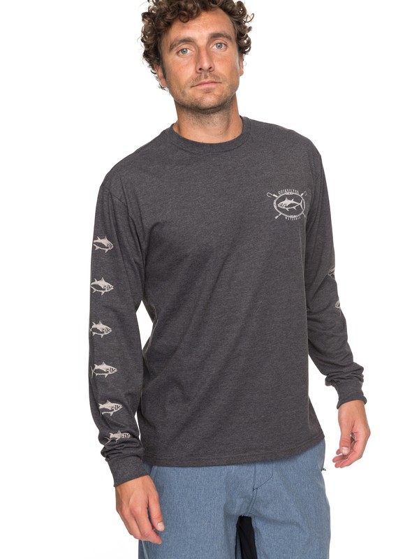 quiksilver, Waterman Thunnus Long Sleeve Tee, CHARCOAL HEATHER (ktah) 0 Waterman Thunnus Long Sleeve Tee Black AQMZT03281 Quiksilver