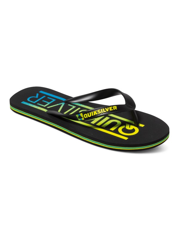 quiksilver, Molokai Wordmark - Slippers, BLACK/BLACK/YELLOW (xkky) 0 Molokai Wordmark - Slippers Black AQYL100232 Quiksilver