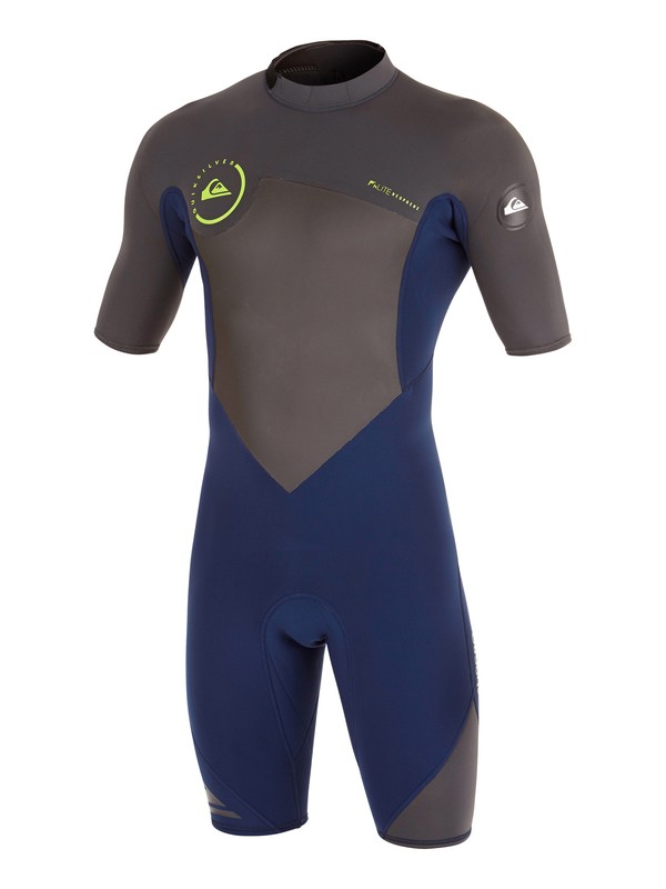 quiksilver, Syncro Flatlock 2/2mm - Back Zip Short Sleeve Springsuit, INK BLUE/ GRAPHITE (xbbs) 0 Syncro Flatlock 2/2mm - Back Zip Short Sleeve Springsuit AQYW503005 Quiksilver