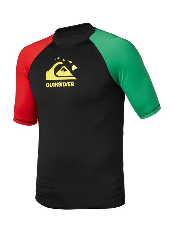 quiksilver, Shaka SS Rashguard, BLACK/LEPRECHAUN GREEN/CHILIPE (xrgy) 0 Shaka SS Rashguard AQYWR00055 Quiksilver