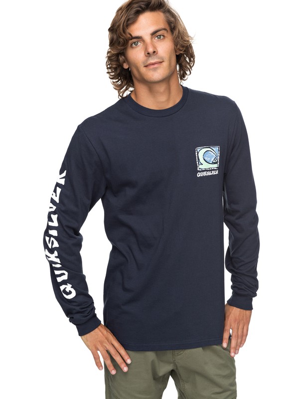 quiksilver, Dens Way Long Sleeve Tee, NAVY BLAZER (byj0) 0 Dens Way Long Sleeve Tee Blue AQYZT05166 Quiksilver