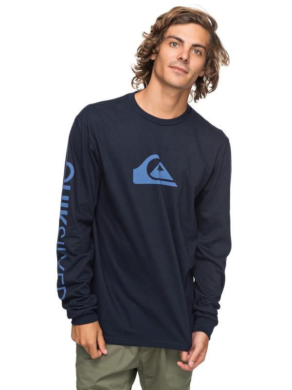 quiksilver, Logo Long Sleeve Tee, NAVY BLAZER (byj0) 0 Logo Long Sleeve Tee Blue AQYZT05217 Quiksilver