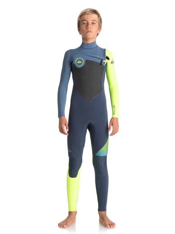 quiksilver, 4/3mm Highline Plus - Combinaison de surf intégrale, HEATHER SLATE/ SAFETY YELLOW/ (xkgb) 0 4/3mm Highline Plus - Combinaison de surf intégrale Noir EQBW103032 Quiksilver