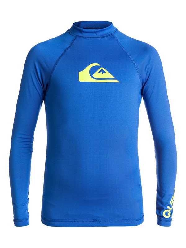 quiksilver, Boy's 8-16 All Time Long Sleeve Rashguard, TURKISH SEA (bqs0) 0 Boy's 8-16 All Time Long Sleeve Rashguard Blue EQBWR03007 Quiksilver