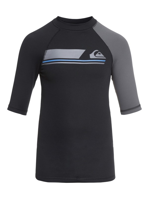 quiksilver, Boys 8 -16 Active Short Sleeve UPF 50 Rashguard, BLACK/ IRON GATE (xkkk) 0 Boys 8 -16 Active Short Sleeve UPF 50 Rashguard Black EQBWR03036 Quiksilver