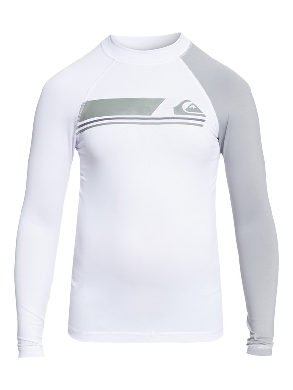 quiksilver, Boys 8 -16 Active Long Sleeve UPF 50 Rashguard, WHITE/SLEET (xwws) 0 Boys 8 -16 Active Long Sleeve UPF 50 Rashguard White EQBWR03037 Quiksilver