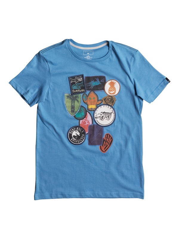 quiksilver, Badges - T Shirt, CENDRE BLUE (bll0) 0 Badges - T Shirt Bleu EQBZT03586 Quiksilver