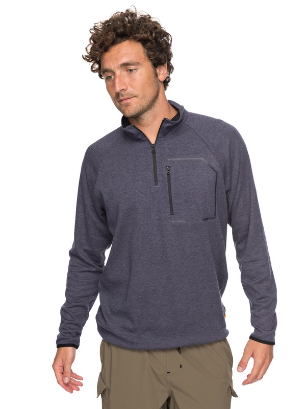quiksilver, Waterman Quiksilver Technical Half-Zip Sweatshirt, DARK DENIM HEATHER (brqh) 0 Waterman Quiksilver Technical Half-Zip Sweatshirt Blue EQMKT03024 Quiksilver
