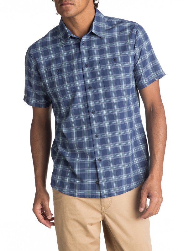 quiksilver, Waterman Wake Short Sleeve Shirt, ESTATE BLUE WAKE (bsw1) 0 Waterman Wake Short Sleeve Shirt Blue EQMWT03007 Quiksilver