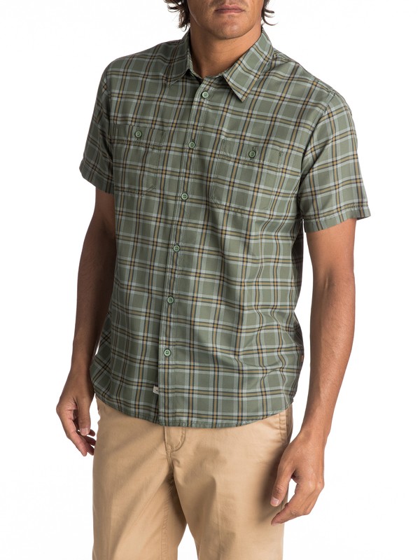 quiksilver, Waterman Wake Short Sleeve Shirt, BEETLE WAKE (gqm1) 0 Waterman Wake Short Sleeve Shirt Green EQMWT03007 Quiksilver