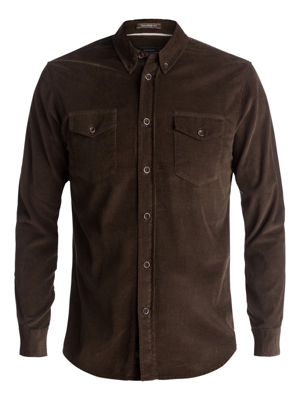 0 Waterman Bells Point - Corduroy Long Sleeve Shirt Brown EQMWT03032 Quiksilver