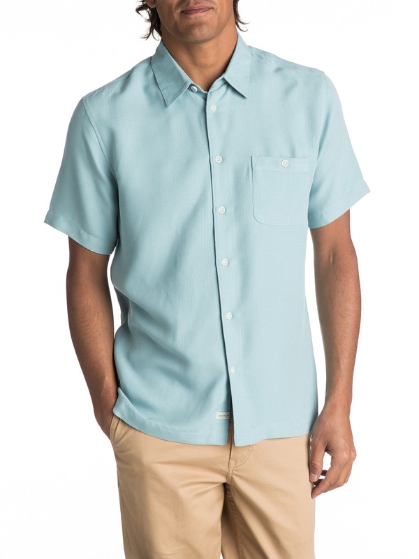 quiksilver, Waterman Avalon Short Sleeve Shirt, STILLWATER (bhw0) 0 Waterman Avalon Short Sleeve Shirt Blue EQMWT03051 Quiksilver