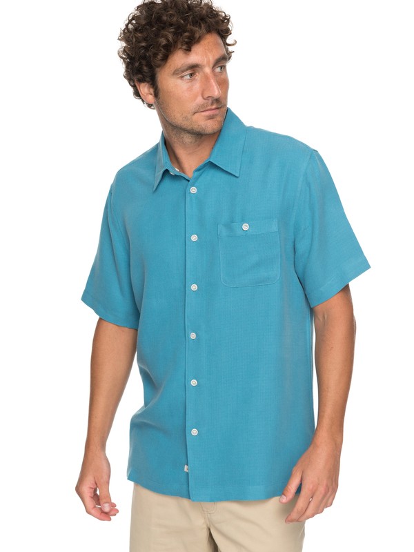 quiksilver, Waterman Avalon - Short Sleeve Shirt, BLUE SHADOW (bkq0) 0 Waterman Avalon - Short Sleeve Shirt Blue EQMWT03051 Quiksilver
