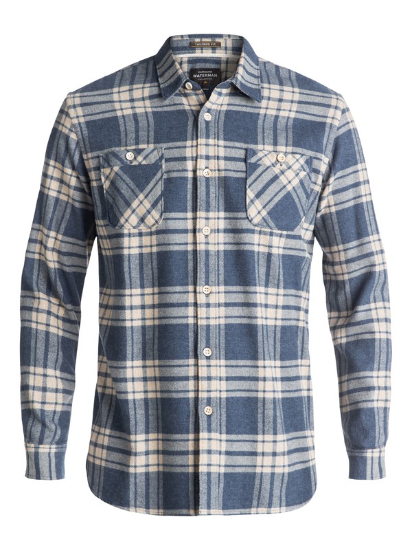 0 Waterman Moon Tides Flannel - Long Sleeve Shirt Blue EQMWT03075 Quiksilver