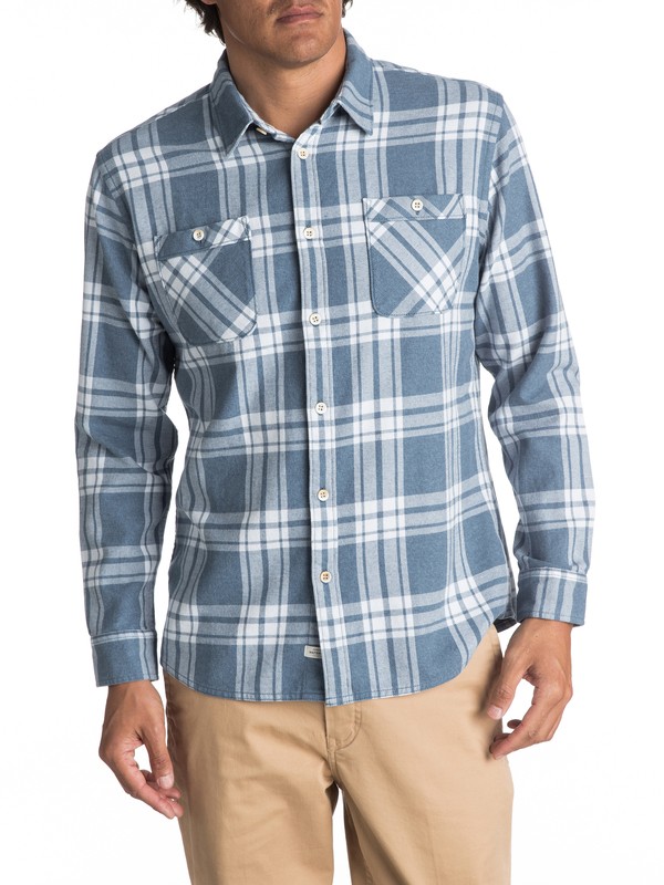 quiksilver, Waterman Moon Tides Flannel Long Sleeve Shirt, ENSIGN BLUE MOON TIDES (brw1) 0 Waterman Moon Tides Flannel Long Sleeve Shirt Blue EQMWT03075 Quiksilver
