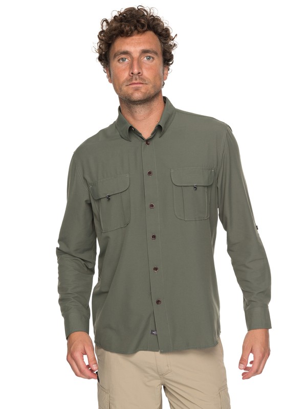 quiksilver, Waterman Trailblazing - Chemise à manches longues, BEETLE (gqm0) 0 Waterman Trailblazing - Chemise à manches longues Vert EQMWT03107 Quiksilver
