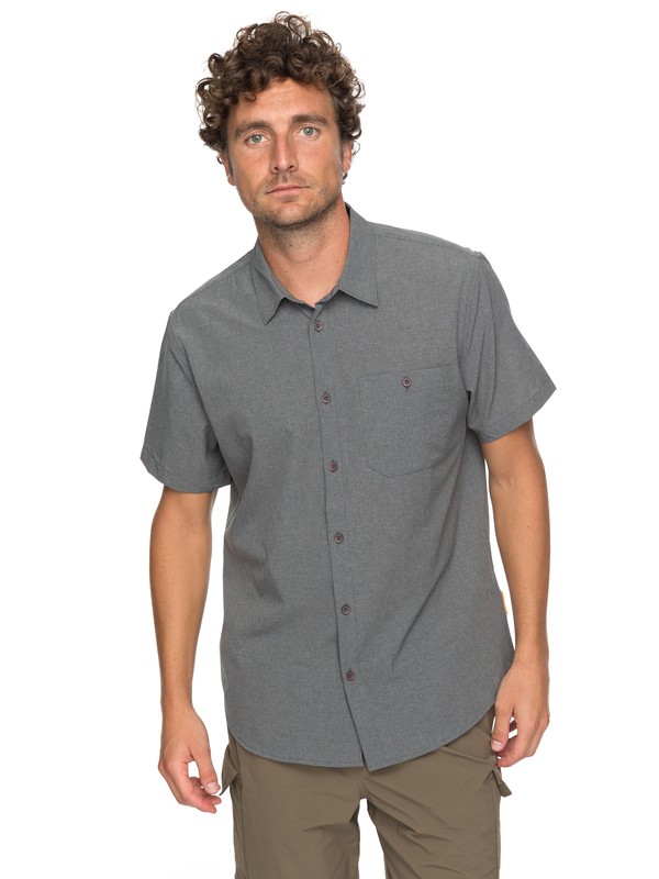 quiksilver, Waterman Technical Short Sleeve Shirt, CHARCOAL HEATHER (ktah) 0 Waterman Technical Short Sleeve Shirt Black EQMWT03128 Quiksilver