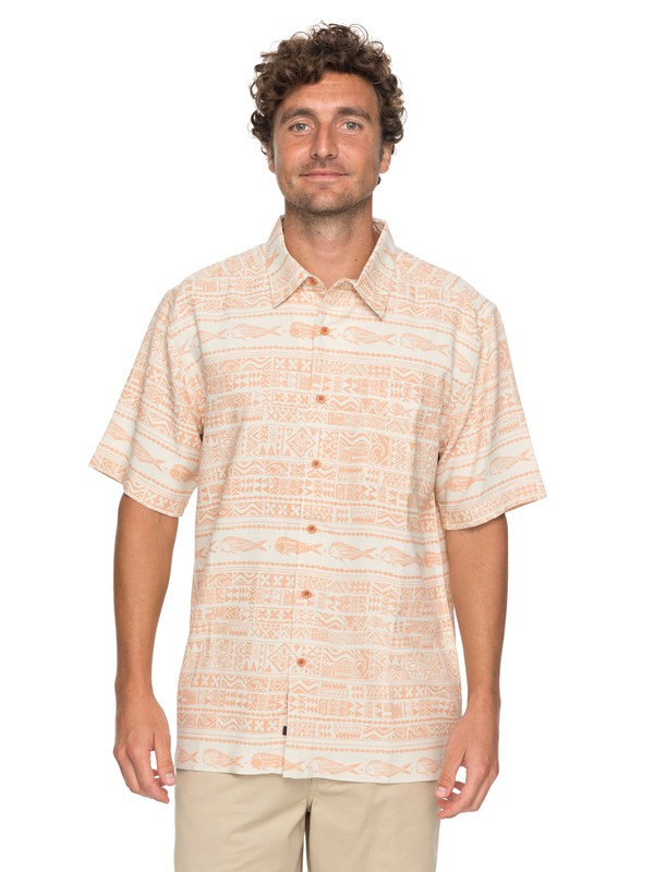 quiksilver, Waterman Pina Fish Short Sleeve Shirt, DUSTY CORAL (nht0) 0 Waterman Pina Fish Short Sleeve Shirt Orange EQMWT03131 Quiksilver
