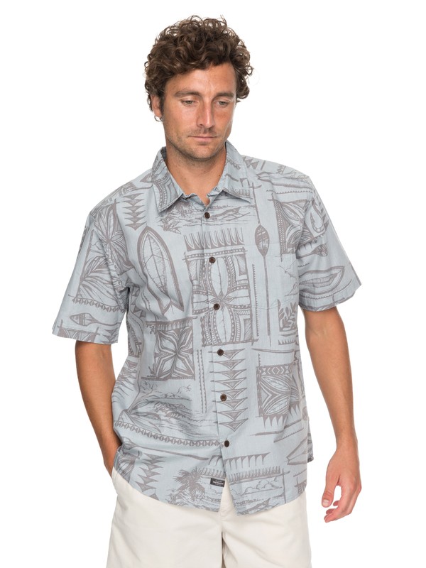 quiksilver, Waterman Surfyard Stack Short Sleeve Shirt, HIGHRISE SURFYARDSTOKE (sgr6) 0 Waterman Surfyard Stack Short Sleeve Shirt Grey EQMWT03136 Quiksilver
