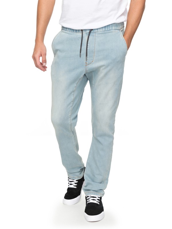 quiksilver, Fonic Bleached - Pantalon de jogging en denim, BLEACHED SURF (bejw) 0 Fonic Bleached - Pantalon de jogging en denim Bleu EQYDP03361 Quiksilver