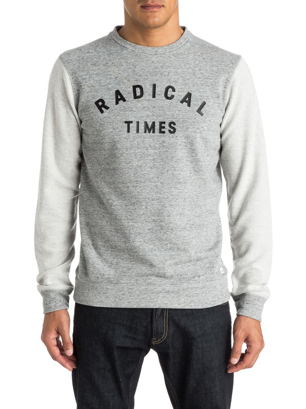 quiksilver, Visions Reverse Crew Sweatshirt, MEDIUM GREY HEATHER (kpwh) 0 Visions Reverse Crew Sweatshirt EQYFT03285 Quiksilver