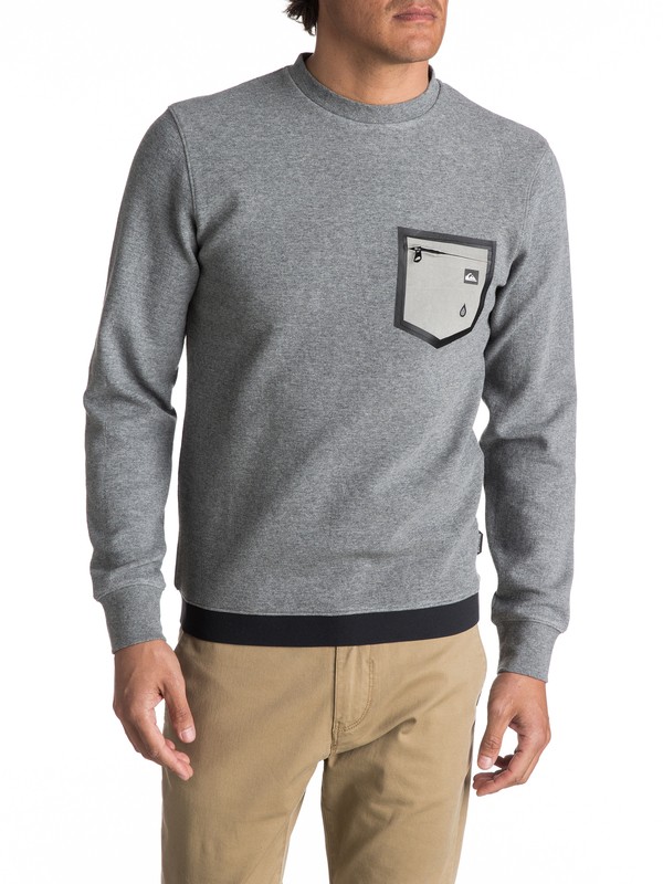 quiksilver, Kurow - Sweat col rond, LIGHT GREY HEATHER (sgrh) 0 Kurow - Sweat col rond Gris EQYFT03665 Quiksilver