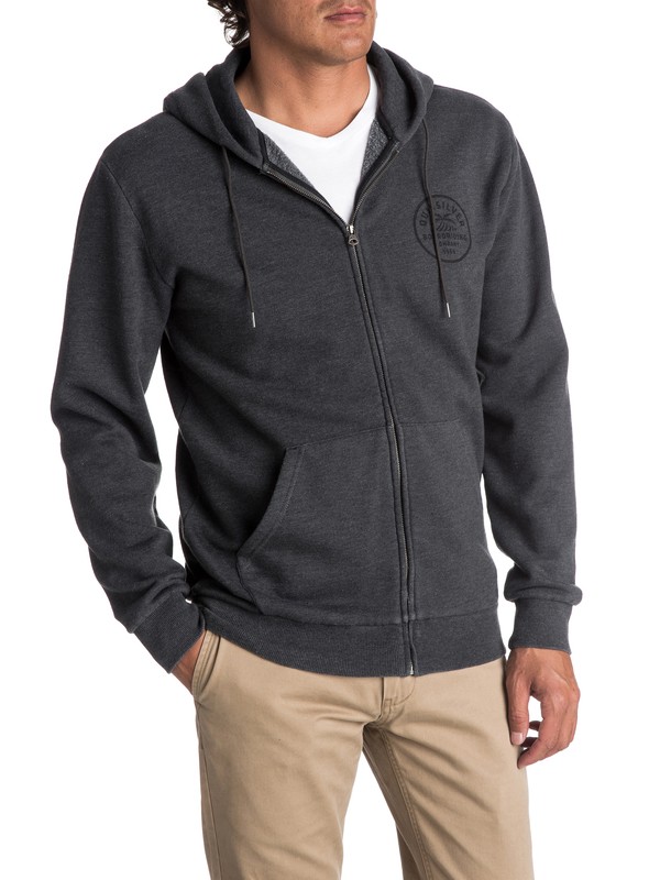 quiksilver, Men's Spry Bay Zipped Hoodie, TARMAC (kta0) 0 Men's Spry Bay Zipped Hoodie Black EQYFT03724 Quiksilver