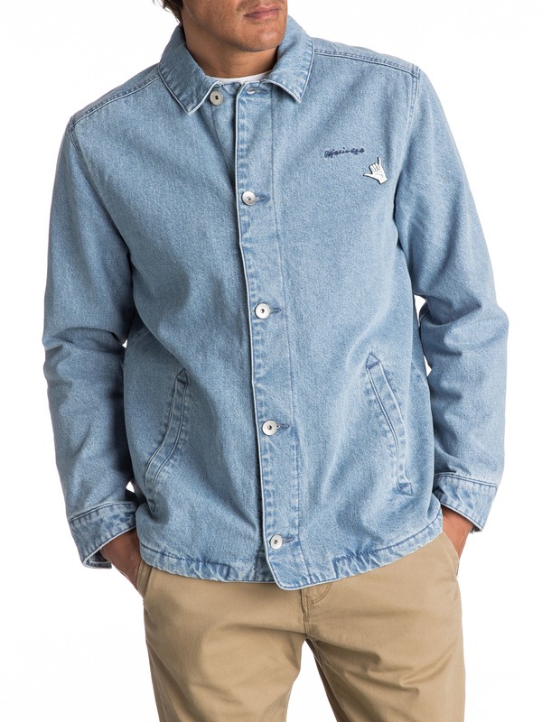 quiksilver, Newport Night - Veste coach denim, MID INDIGO (bqk0) 0 Newport Night - Veste coach denim Bleu EQYJK03360 Quiksilver