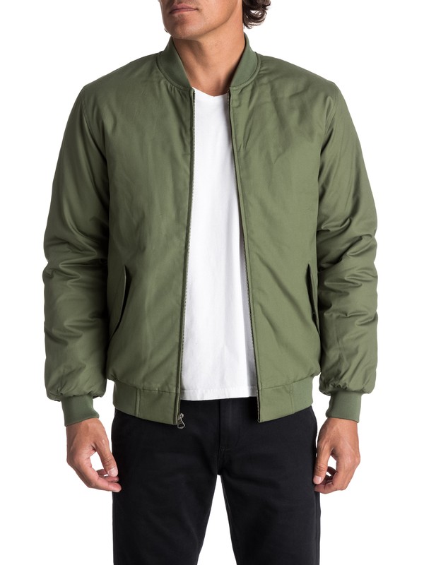 quiksilver, Men's Ogoki Bomber Jacket, FOUR LEAF CLOVER (gph0) 0 Men's Ogoki Bomber Jacket Green EQYJK03374 Quiksilver