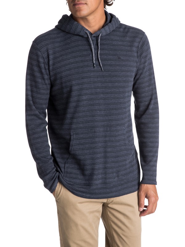 quiksilver, Men's Ocean Surface Long Sleeve Hooded Top, NAVY BLAZER HEATHER-OCEAN SURF (byj3) 0 Men's Ocean Surface Long Sleeve Hooded Top Blue EQYKT03648 Quiksilver